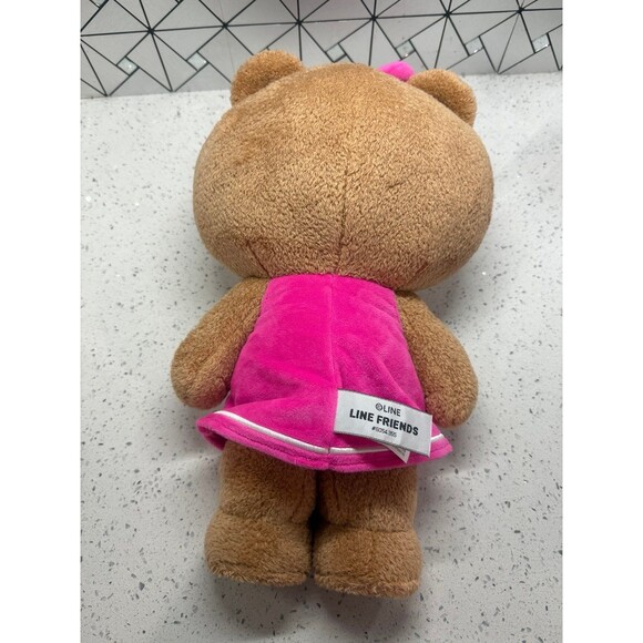GUND 15” Line Friends Brown Bear Plush Pink Bow & Dress Stuffed Animal - Picture 8 of 10